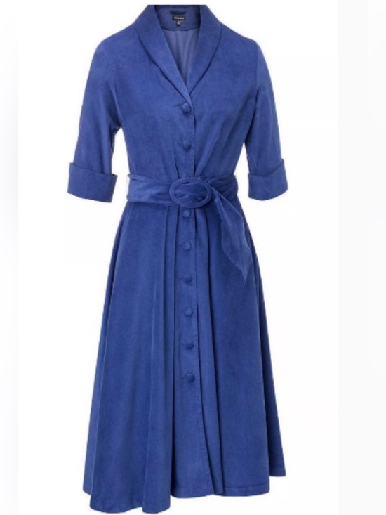 J. Peterman Dresses & Skirts - J. Peterman 1940s-Inspired Blue Corduroy Button-Down Dress – Size 4